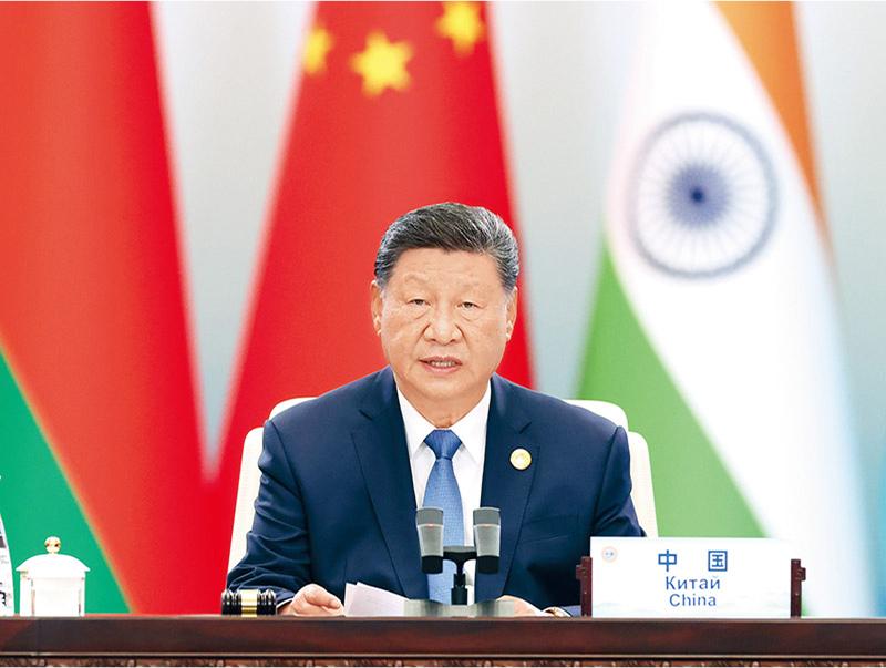 2025年9月1日下午,“上海合作组织+”会议在天津梅江会展中心举行。国家主席习近平主持会议并发表题为《凝聚上合力量 完善全球治理》的重要讲话。 新华社记者 黄敬文/摄