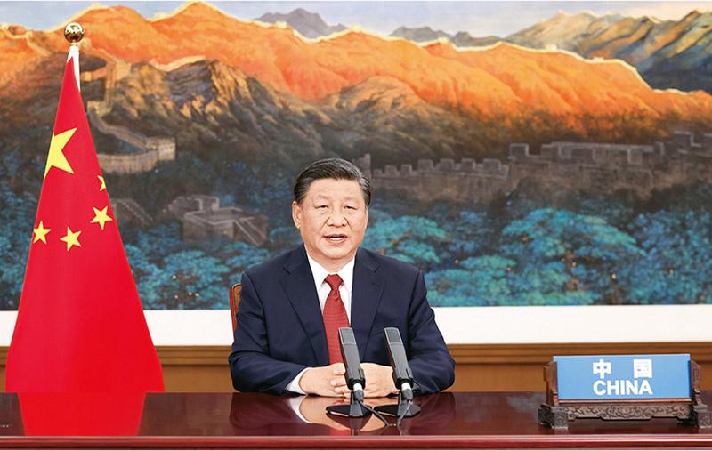 2021年9月21日,国家主席习近平在北京以视频方式出席第七十六届联合国大会一般性辩论并发表题为《坚定信心 共克时艰 共建更加美好的世界》的重要讲话。 新华社记者 黄敬文/摄