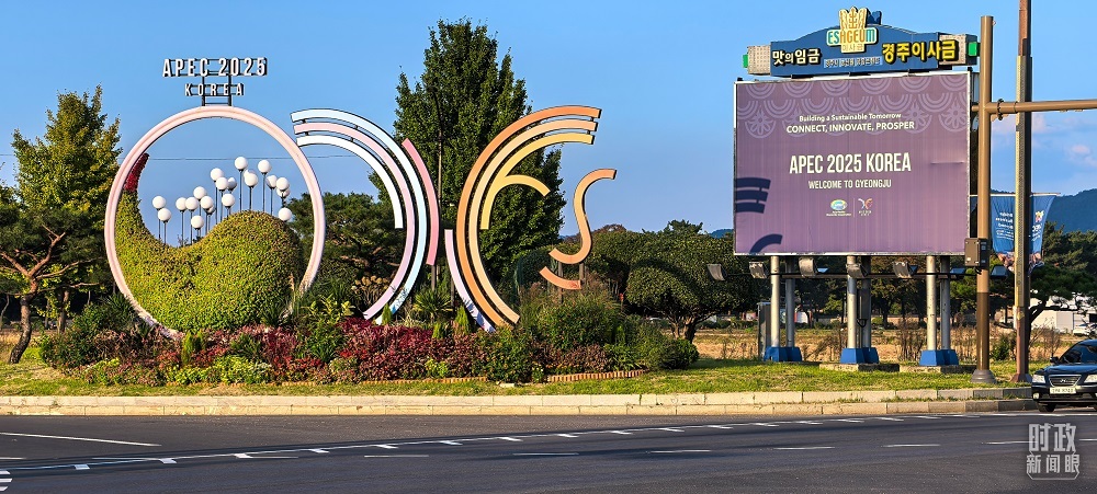 △韩国庆州街头的峰会装饰。(总台央视记者陈汉章拍摄)