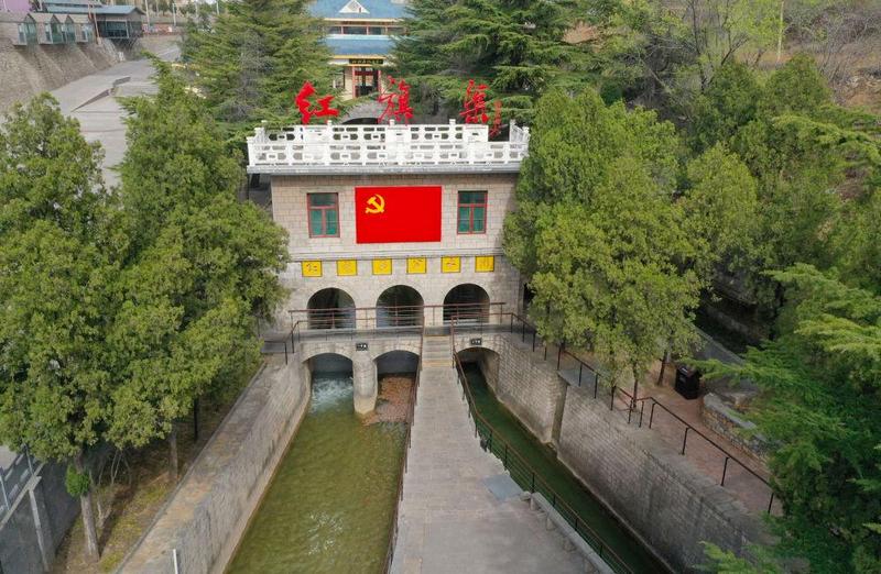 这是2025年3月25日在河南省安阳市林州市拍摄的红旗渠分水闸(无人机照片)。新华社记者 郝源 摄